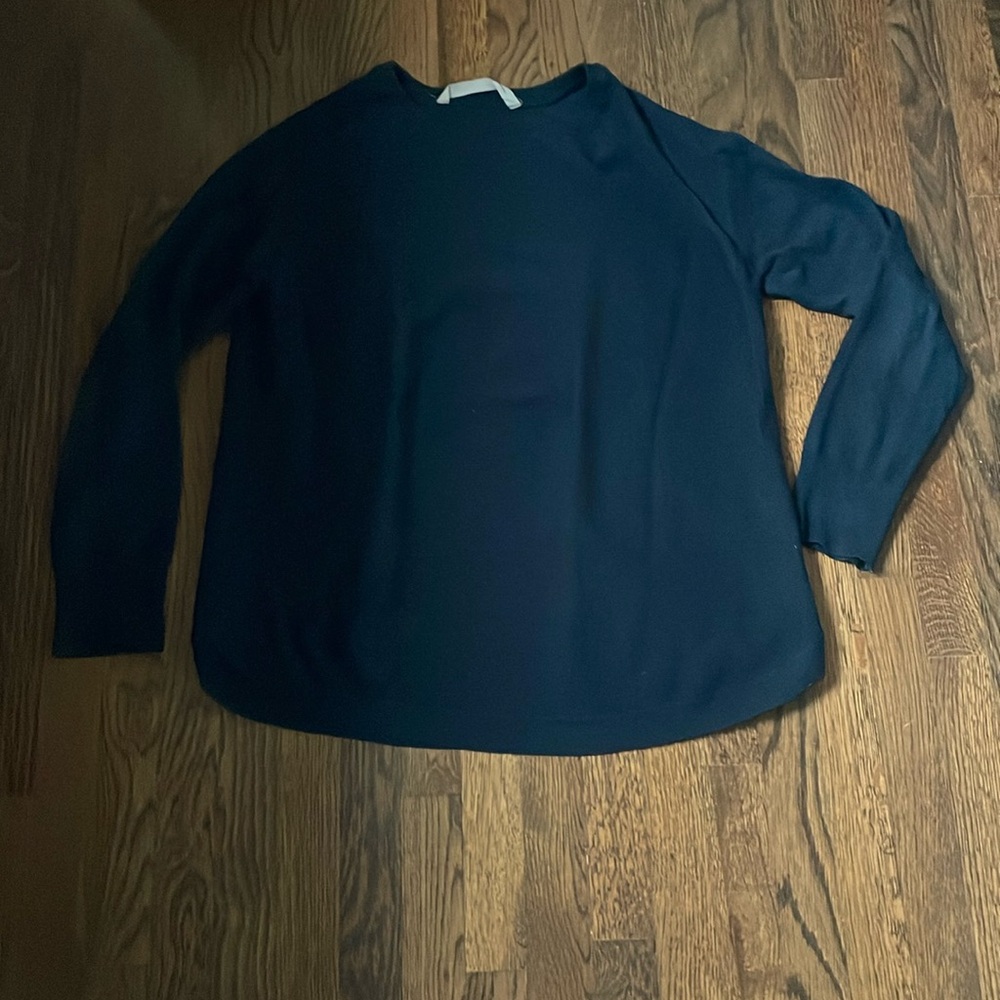 Athleta navy blue daybreak rib CYA crewneck sweater, size M
